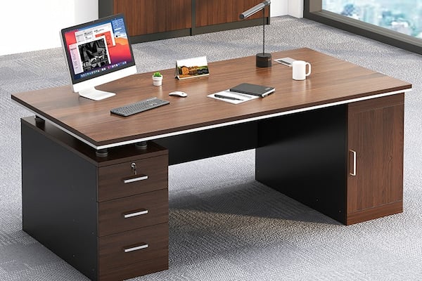 Bộ bàn ghế làm việc văn phòng chân gỗ chắc chắn
