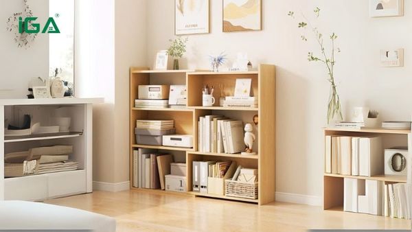 Chọn kệ sách có độ cao vừa tầm mắt giúp cân đối không gian, thuận tiện sử dụng và hợp phong thủy