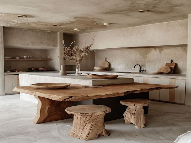 Nội thất gỗ được sử dụng phổ biến cho căn bếp phong cách Rustic