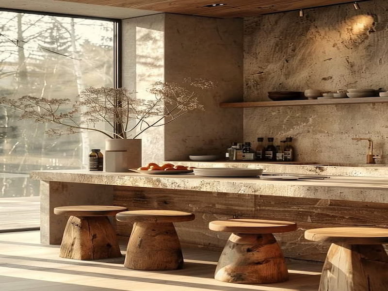 Phòng bếp Rustic ngập tràn ánh sáng tự nhiên