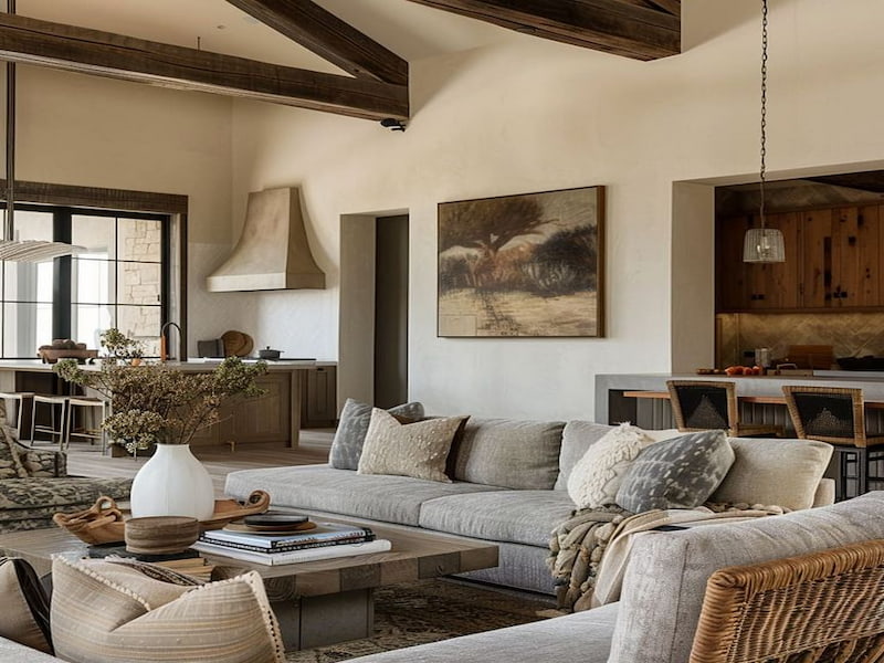 Phong khách thiết kế nội thất Rustic mang đến không gian mộc mạc