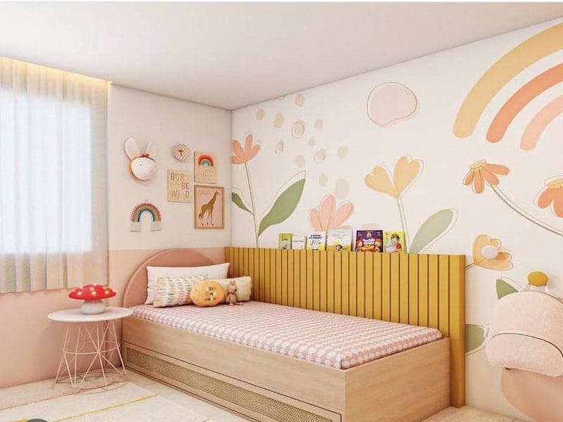 Giường đơn cho bé với thiết kế đơn giản