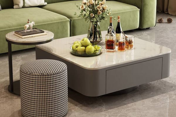Bàn trà sofa TC xám vân đá sang trọng, đẳng cấp
