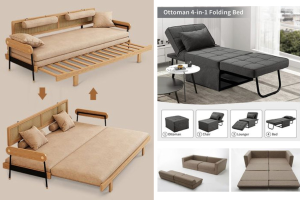 Thiết kế hiện đại “2 trong 1” gồm giường và ghế sofa