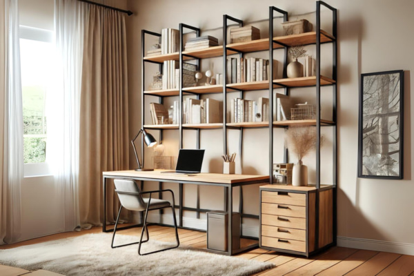 kệ sách kết hợp với bàn làm việc
