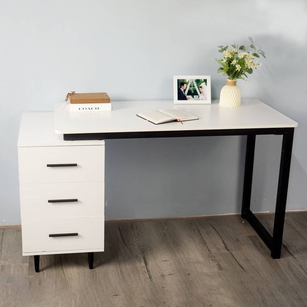 Bàn làm việc kèm tủ đồ khung đen GM196 với hình ảnh chân thực