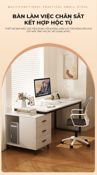 Bàn làm việc kèm tủ đồ khung đen GM196 với tính năng phù hợp khi dùng