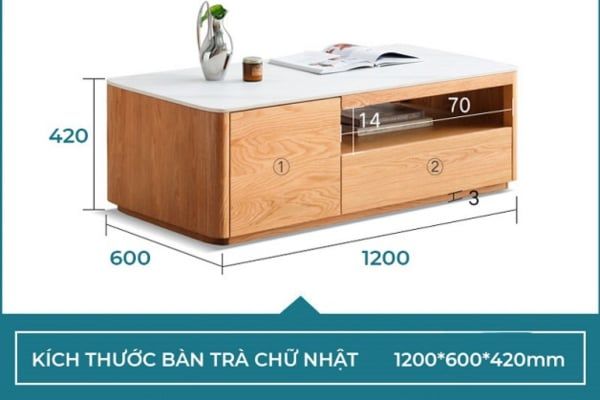 kích thước bàn trà chữ nhật