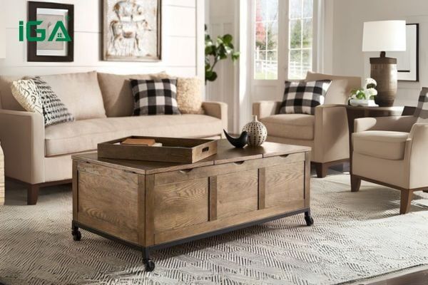 Bàn trà có bánh xe phong cách vintage đẹp, hiện đại