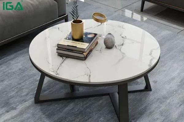 Bàn trà tròn mặt đá khi thiết kế