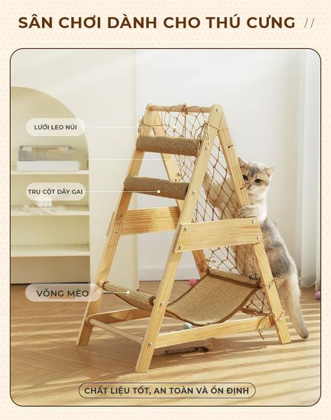 Cây trèo cho mèo tích hợp nhiều chức năng, dễ dàng lắp đặt - GU7 cũng có chỗ ngủ thoải mái