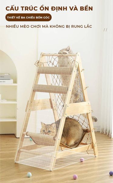 Cây trèo cho mèo tích hợp nhiều chức năng, dễ dàng lắp đặt - GU7 thiết kế chắc chắn