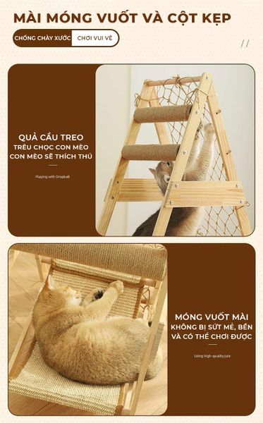 Cây trèo cho mèo tích hợp nhiều chức năng, dễ dàng lắp đặt - GU7 dùng móng vuốt cào không bị hỏng