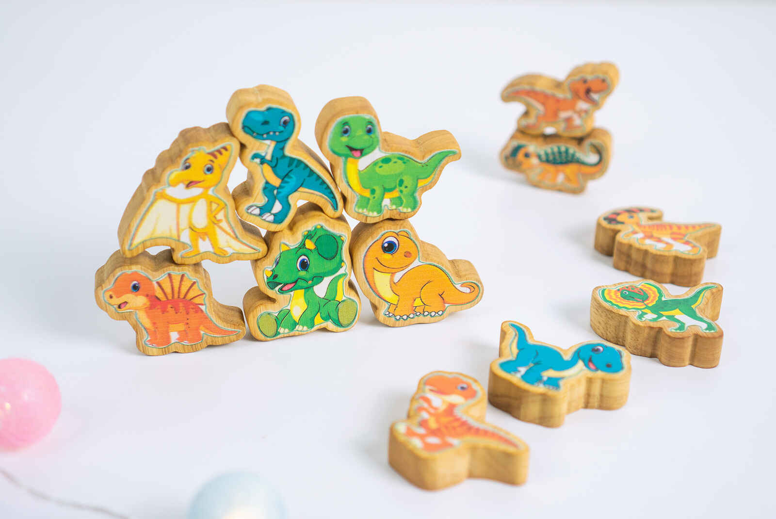 Bộ đồ chơi gỗ khủng long 25 mảnh sáng tạo