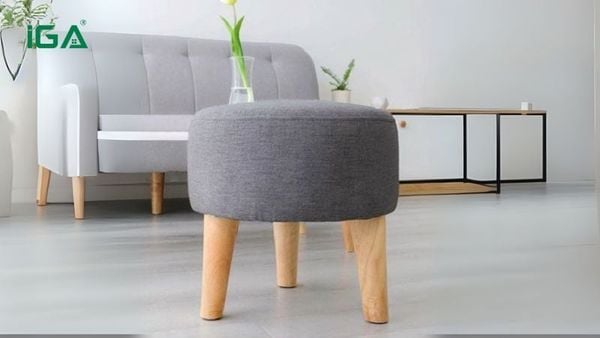 Ghế đôn sofa xám GC19 có thiết kế tròn thanh lịch phù hợp mọi không gian