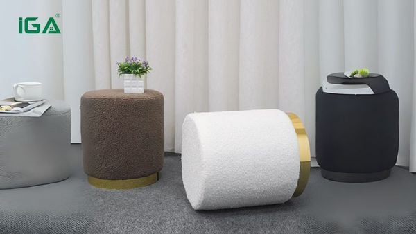 Ghế đôn GC26 nhỏ gọn, đệm êm, màu sáng dễ phối, phù hợp nhiều không gian