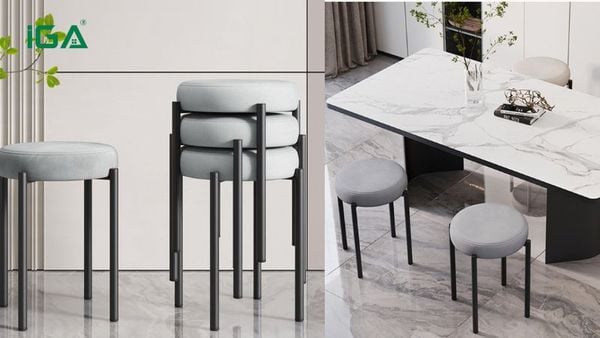 Ghế tròn xám có đệm nhung - Nội thất IGA - GM78 thông tin sản phẩm