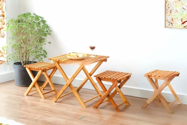 bàn trà chanh gỗ tự nhiên có thể gấp gọn