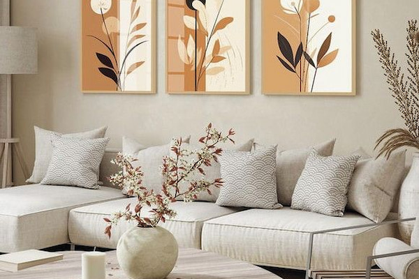 Gối trang trí phong cách hiện đại với gam màu trung tính