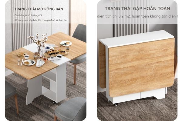 Bàn ăn gấp gọn rất phù hợp với những căn bếp nhỏ