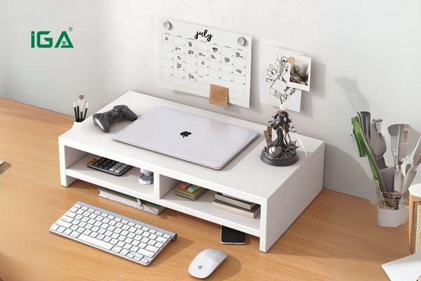 Kệ có ngăn kéo/hộc giúp lưu trữ tiện lợi, giữ cho bàn làm việc