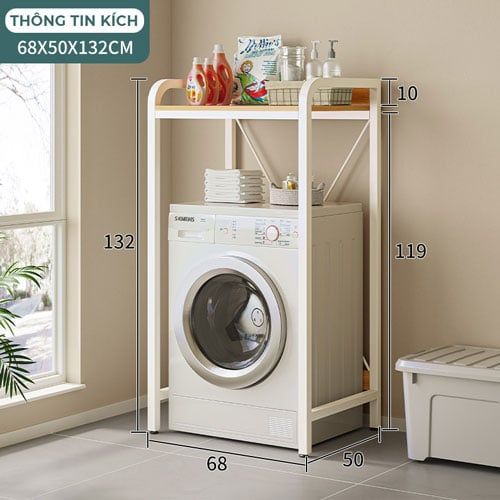 Thông số kỹ thuật kệ máy giặt (khung trắng vân gỗ 15ly) GM115