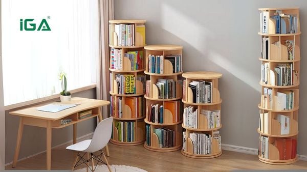 Kệ sách gỗ mang đến vẻ đẹp tự nhiên, bền chắc và ấm cúng, phù hợp