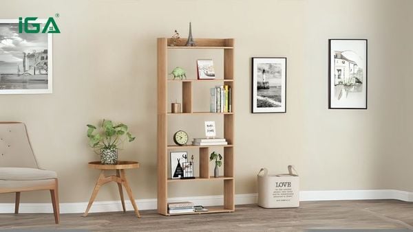 Kệ sách GP215 thiết kế thanh lịch, 6 tầng rộng rãi, vân gỗ tự nhiên