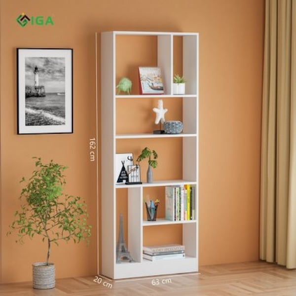 Kệ sách phòng khách thiết kế chia ngăn bất đối xứng GP233