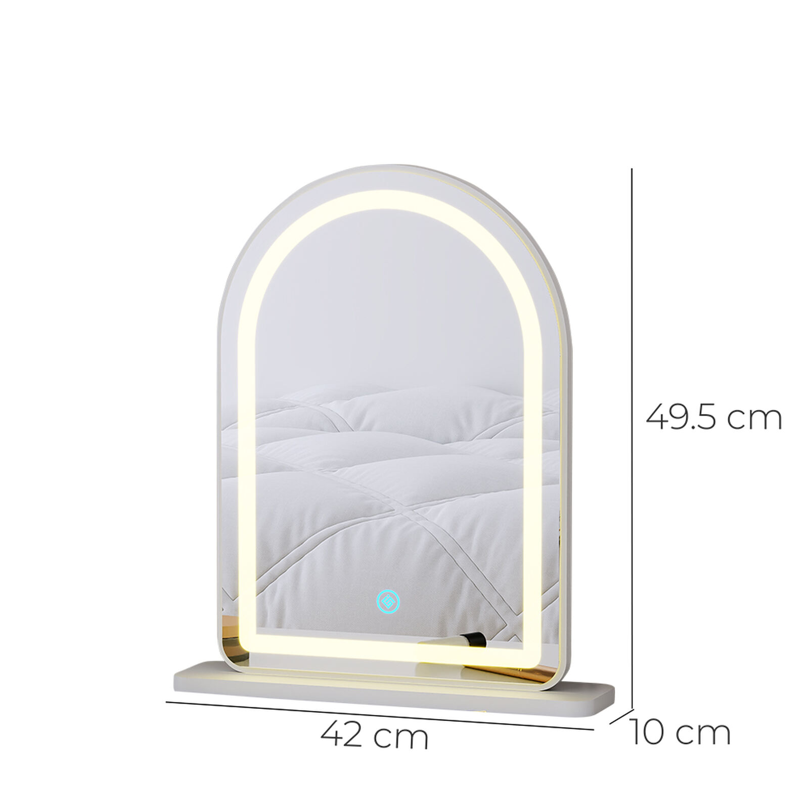 Gương để bàn trắng viền đèn LED