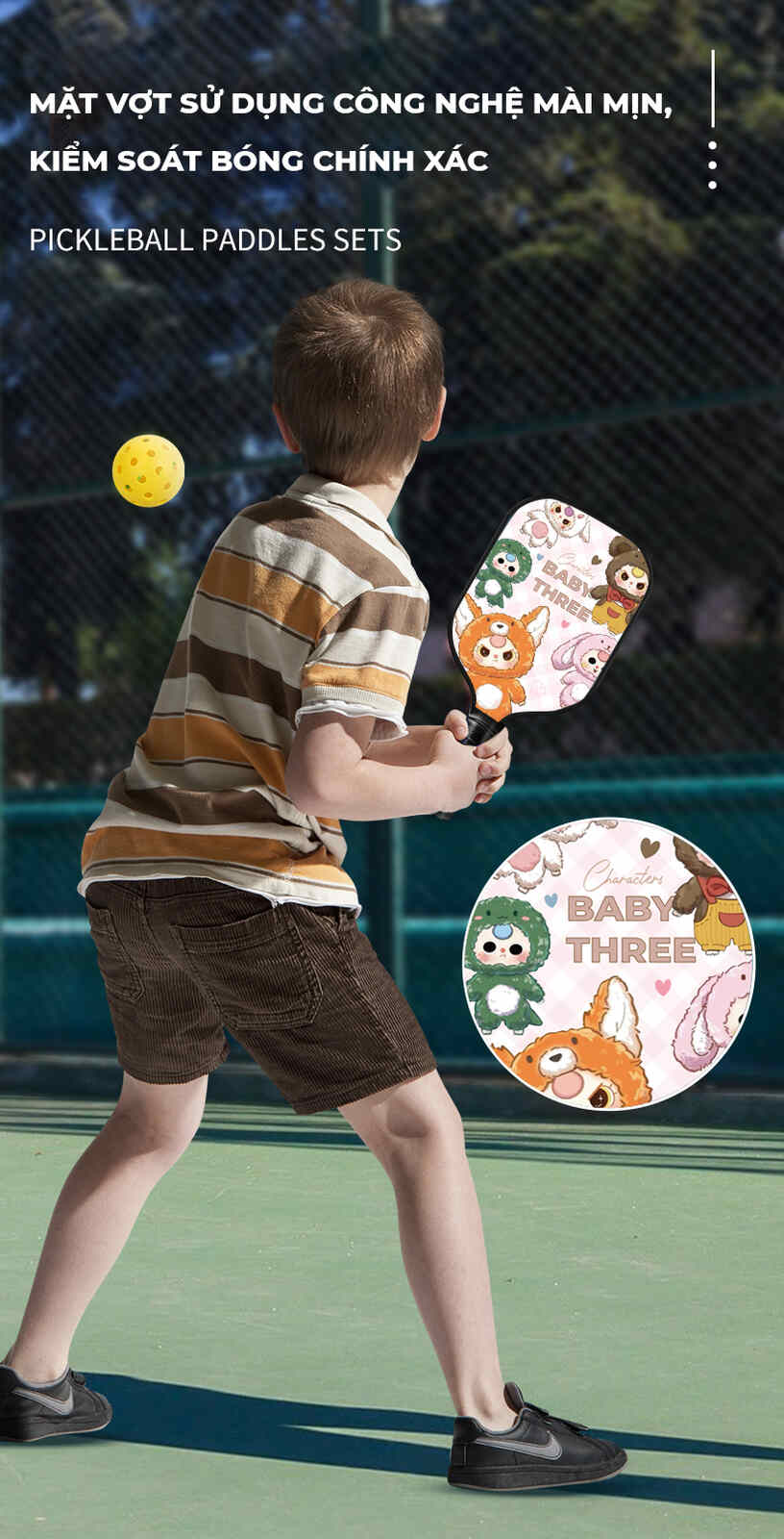 Vợt pickleball hoạt hình cho trẻ em