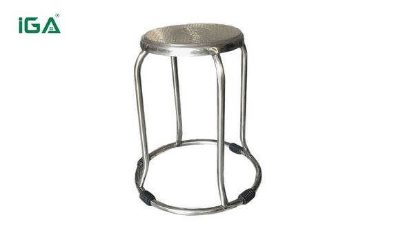 Ghế đôn tròn inox hiện đại, bền chắc, dễ vệ sinh, lý tưởng cho không gian công cộng và dịch vụ