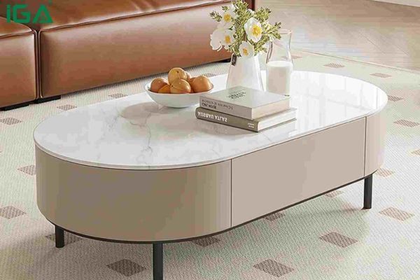 Bàn trà sofa tròn chân sắt TC - GM155 đẹp
