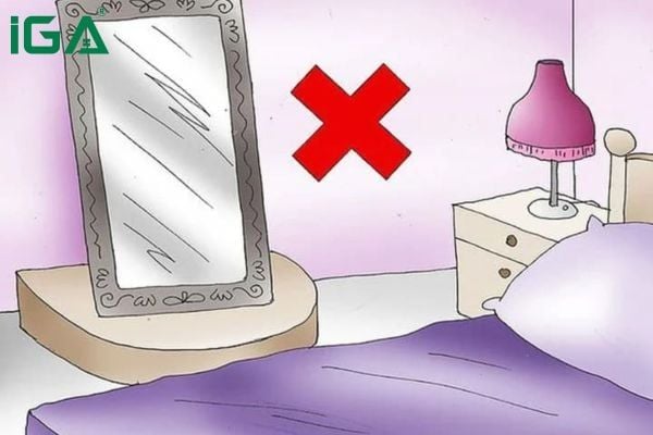 Chú ý không được đặt gương đối diện giường ngủ