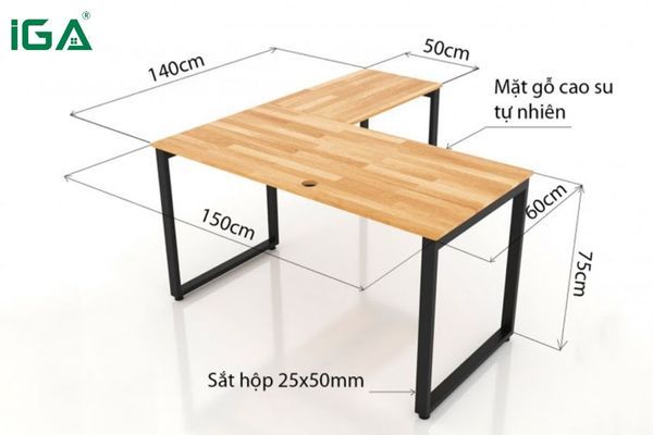 Chiều rộng bàn phổ biến trong khoảng 60 – 80cm