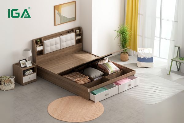 Mẫu giường gỗ công nghiệp MDF phong cách mới