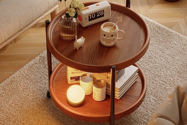 Bàn trà 2 tầng chân kim loại có độ bền cao