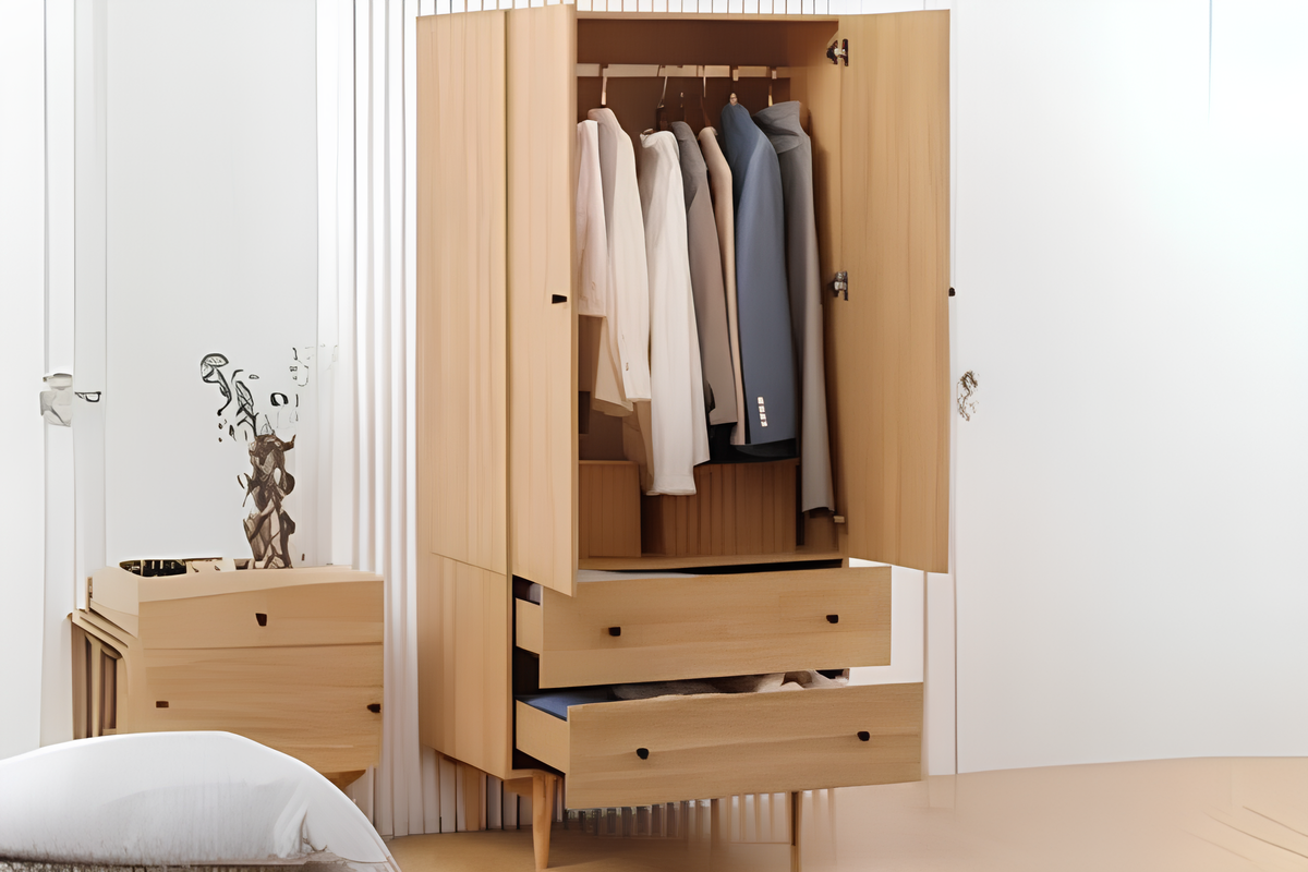 Tủ quần áo gỗ 2 cánh cung cấp không gian lưu trữ