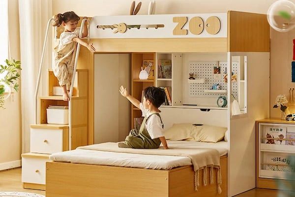 Mẫu giường tầng tích hợp tủ và bàn học