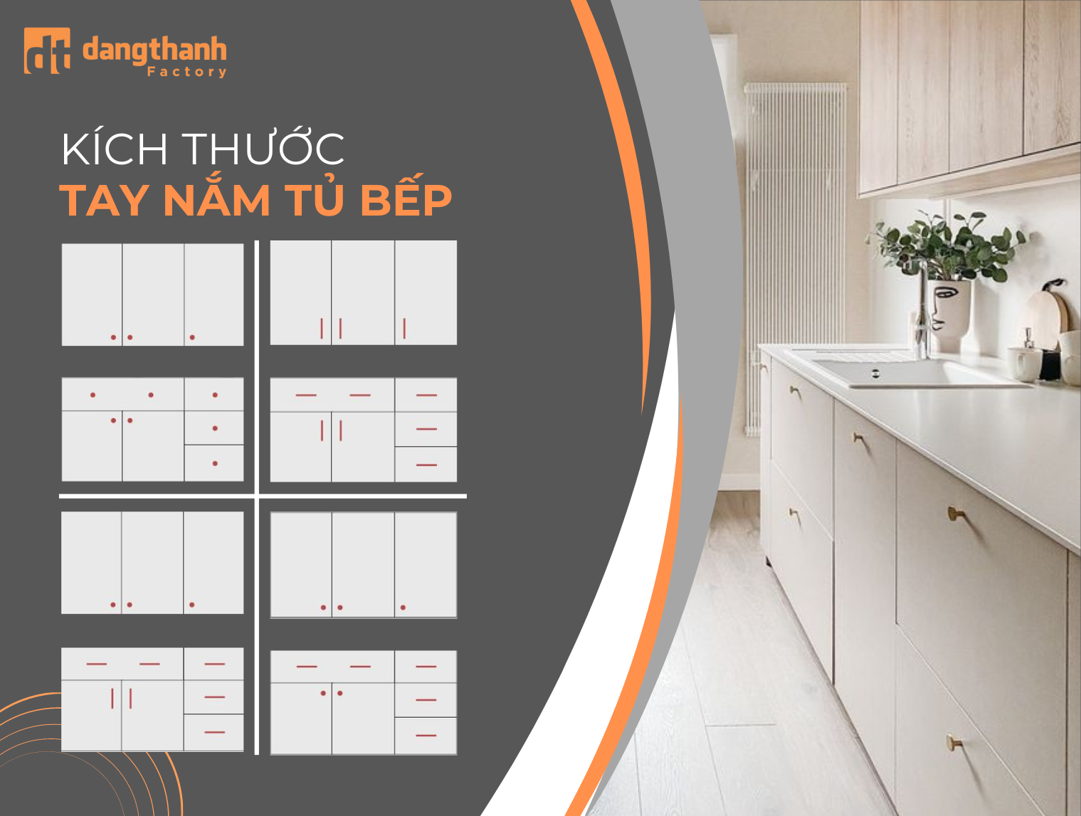 Kích thước tay nắm tủ bếp phổ biến nhất trên thị trường