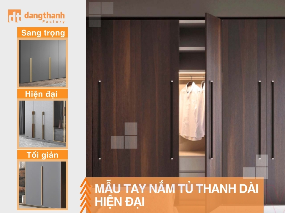 Mẫu tay nắm tủ thanh dài hiện đại và đẹp trong nội thất nhà