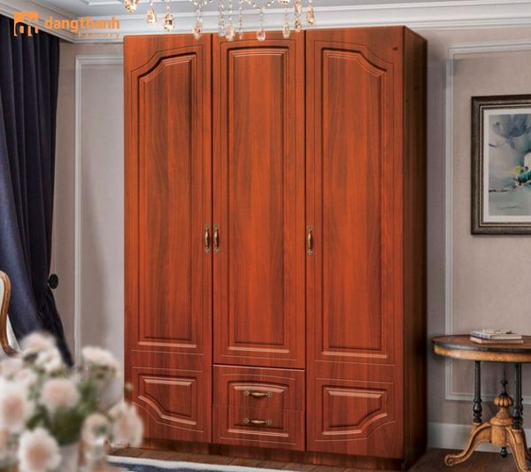 Tủ 3 buồng bằng gỗ Sồi Mỹ đỏ