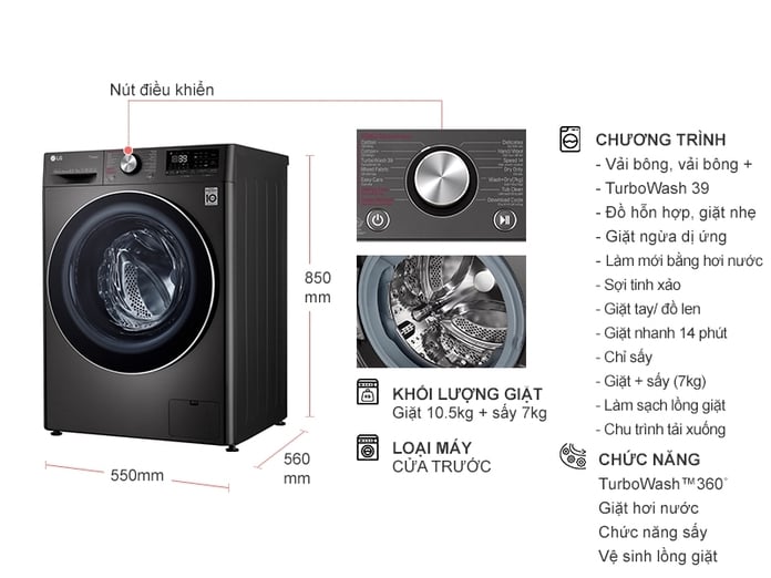 Lý do máy giặt sấy LG 9kg sấy 5kg FV1409G4V bán chạy nhất trên thị trường hiện nay