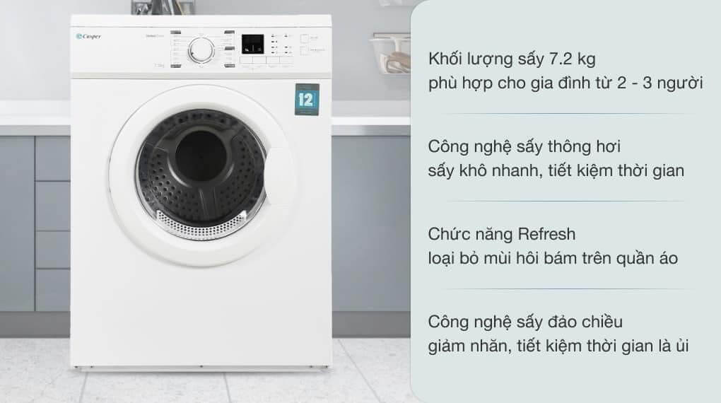 5 công nghệ và tính năng hiện đại của máy sấy quần áo Casper TD-72VWD