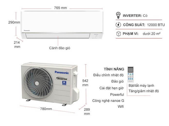 Review chi tiết điều hòa Panasonic 2 chiều CS-XZ12BKH-8 mới 2025