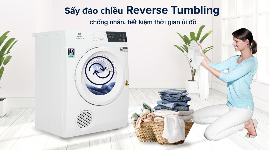 Máy sấy quần áo Electrolux EDV754H3WB khối lượng vừa đủ cho gia đình ít người dùng