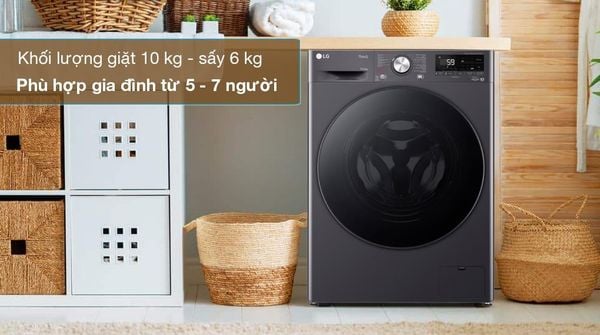 Máy giặt sấy LG FV1410D4M1 10kg có nhiều chương trình giặt và sấy thông minh, mang lại cho người dùng sự tiện lợi và hiệu quả cao.