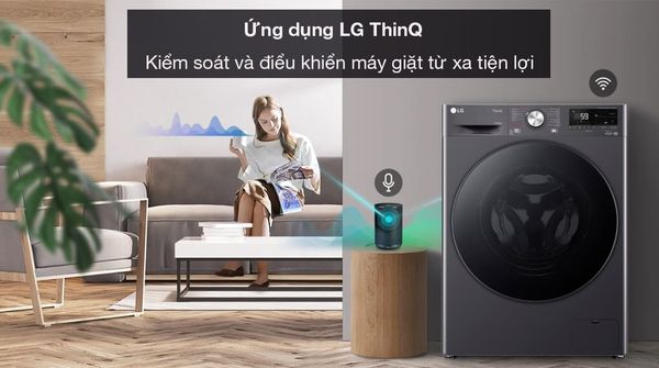 Máy giặt sấy LG FV1410D4M1 có thiết kế đẹp mắt và hiện đại, phù hợp với phòng giặt hoặc bếp gia đình.