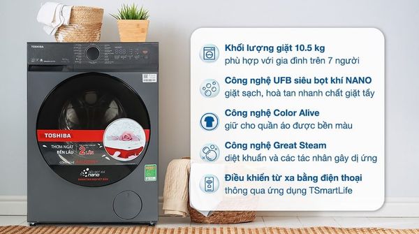 Máy giặt Toshiba TW-T21BU115UWV (MG) có kiểu dáng hiện đại và màu sắc trang nhã Máy giặt Toshiba TW-T21BU115UWV (MG) có kiểu dáng hiện đại và màu sắc trang nhã