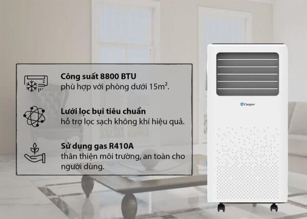 điều hòa di động Casper PC-09TL33 còn được trang bị một số tính năng tiện ích khác giúp nâng cao trải nghiệm người dùng